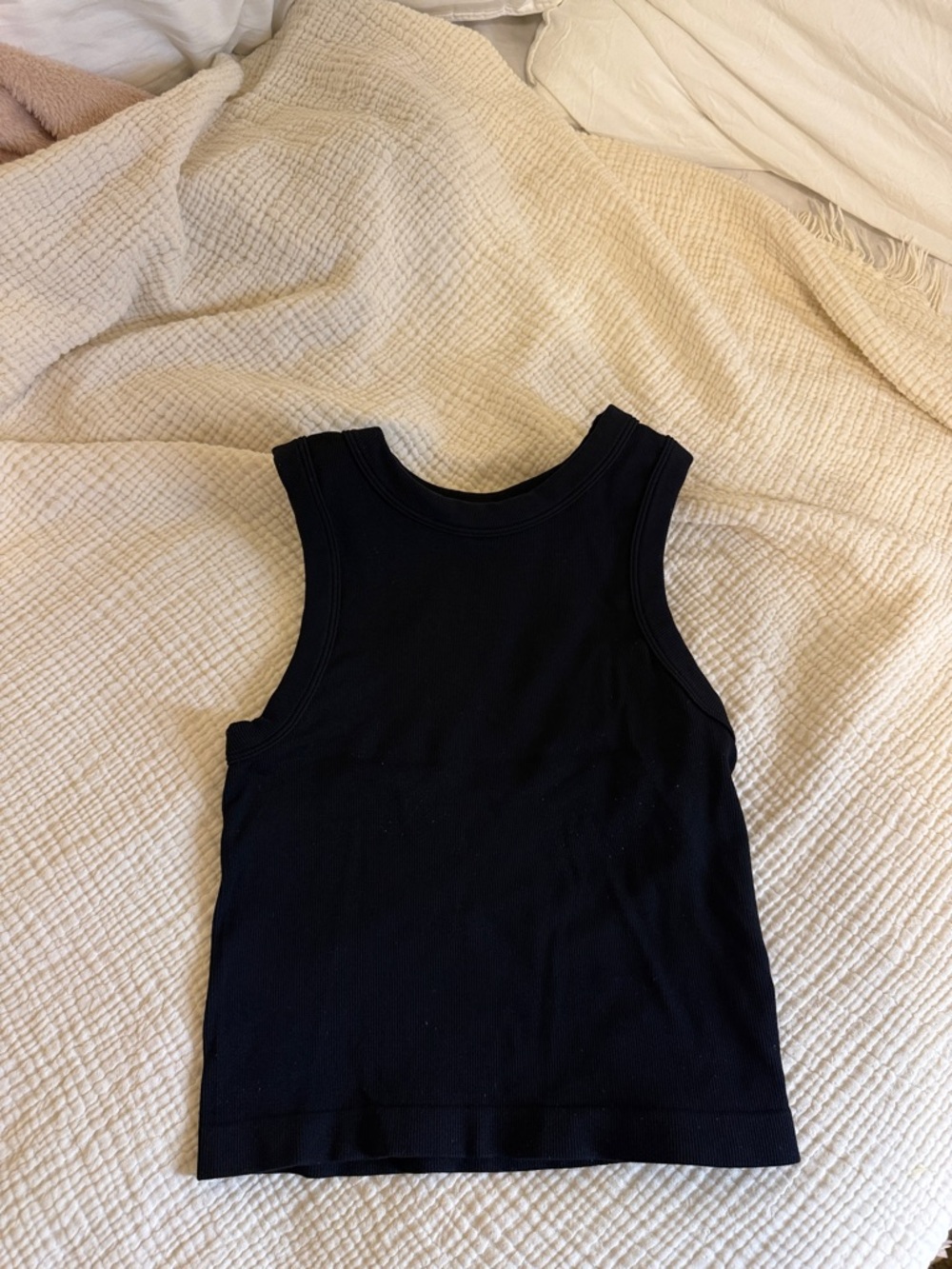 Black Ribbed Tank Top - Picture 3 of 5